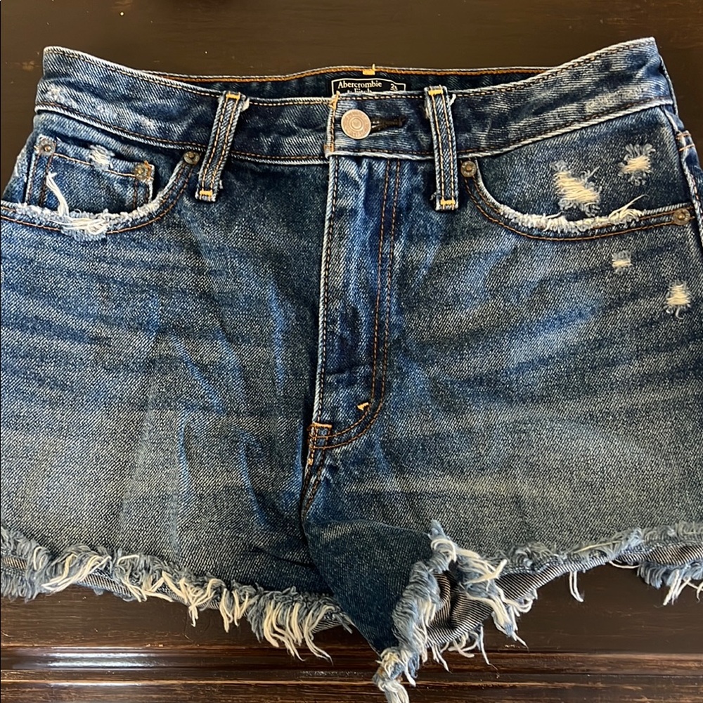 Distressed Denim Blue Shorts